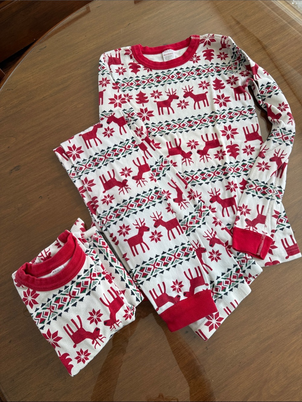 Hanna Andersson Red and White Reindeer Pajama Sets-two/twins